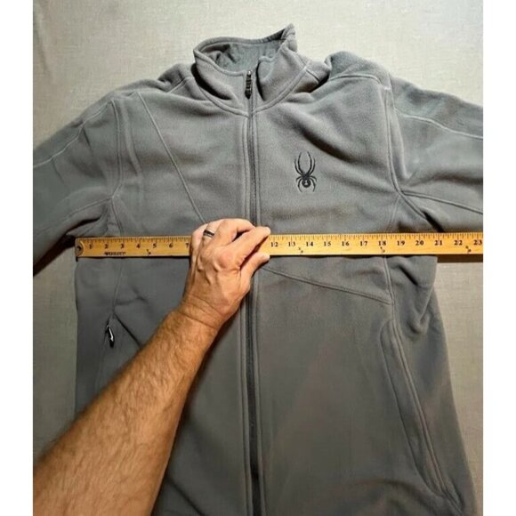 Spyder Fleece Jacket Adult Medium Gray Long Sleeve Full Zip Knit Sweatshirt Mens - Picture 11 of 14